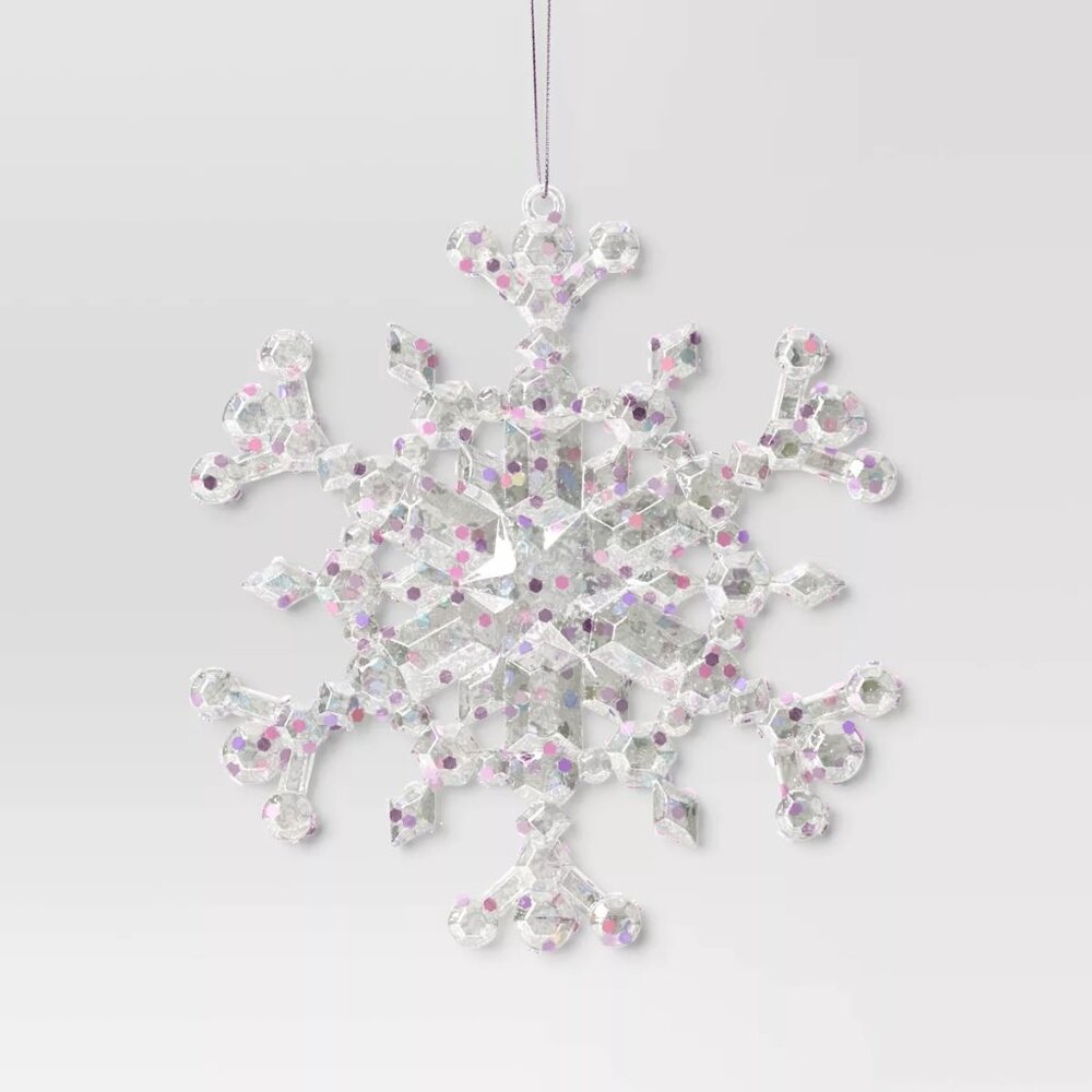 NEW 5" Christmas Iridescent Plastic Snowflake Ornament - Wondershop™